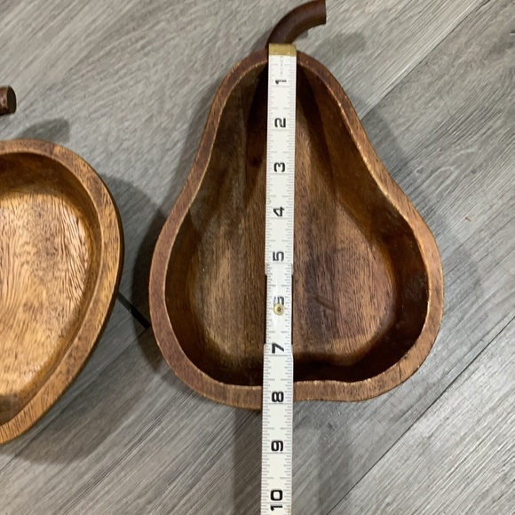 Apple & Pear Shaped Wood Carved Serving Snack Bowls by Macy’s The Cellar - Picture 3 of 9
